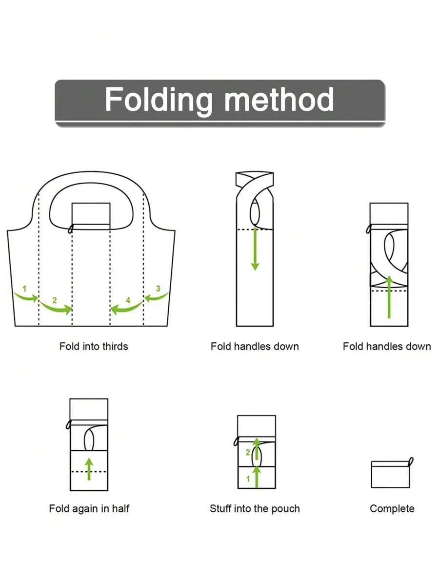 Large Capacity Black Color Foldable Shopping Bag, Portable And Convenient For Supermarkets