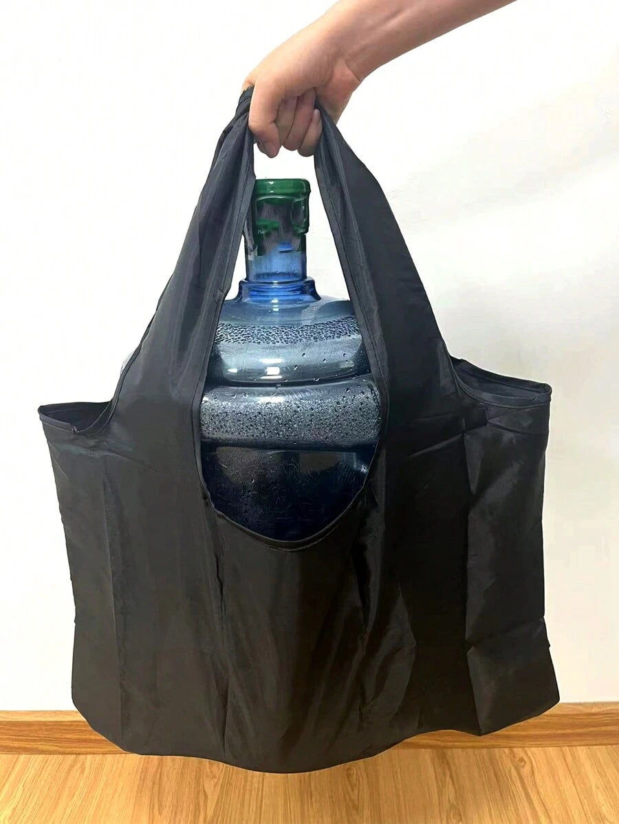Large Capacity Black Color Foldable Shopping Bag, Portable And Convenient For Supermarkets