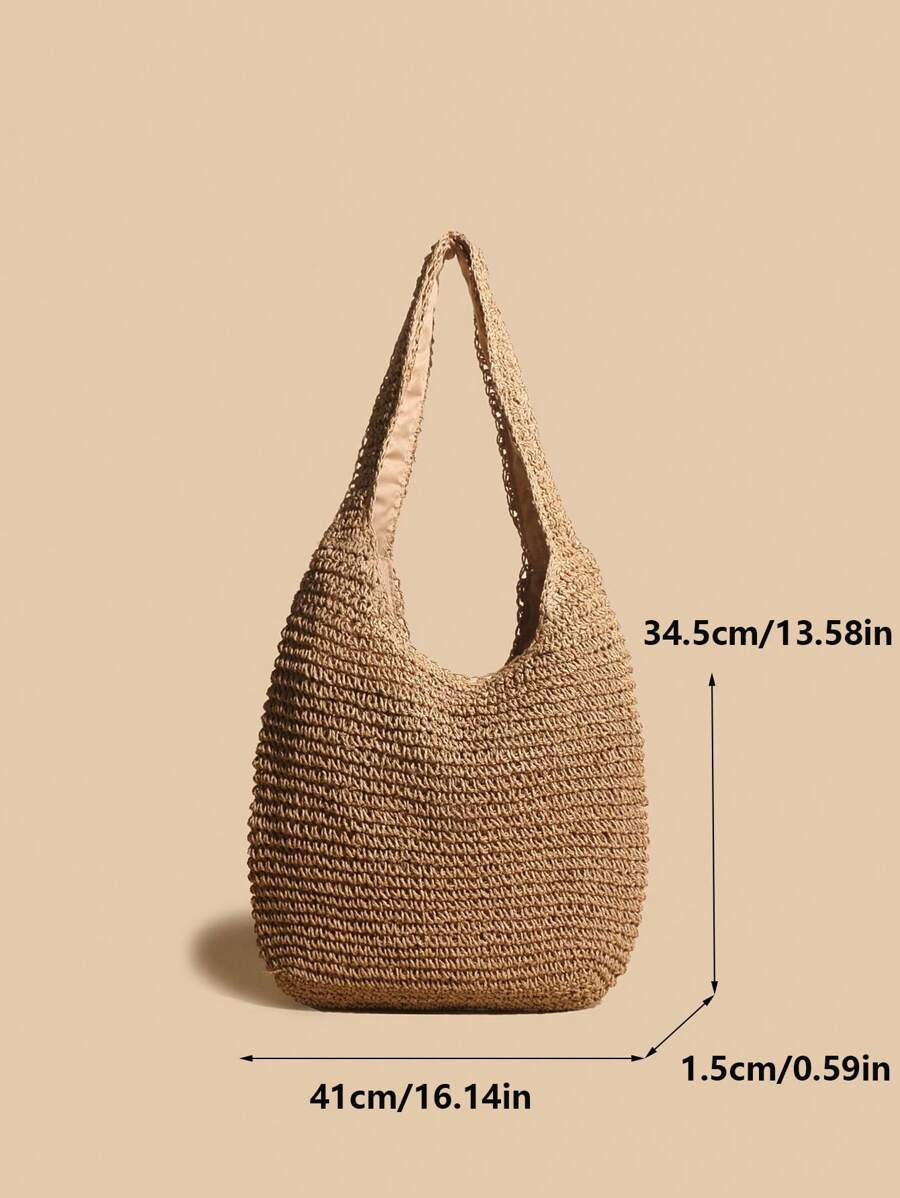 Gusure Bag Large Capacity Weave Tote Bag Summer Straw Handbag And Purse Female Bohemian Shoulder Bag For Women Ladies Bag, Beach Essentials, Summer Women Bag, Perfect For Travel, Vacation, Holiday & B