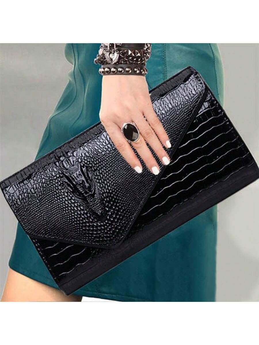 Luxury PU Leather Crossbody Bag, Fashionable & Versatile Women's Tote Handbag, Personalized & Stylish Crocodile Pattern Clutch Bag