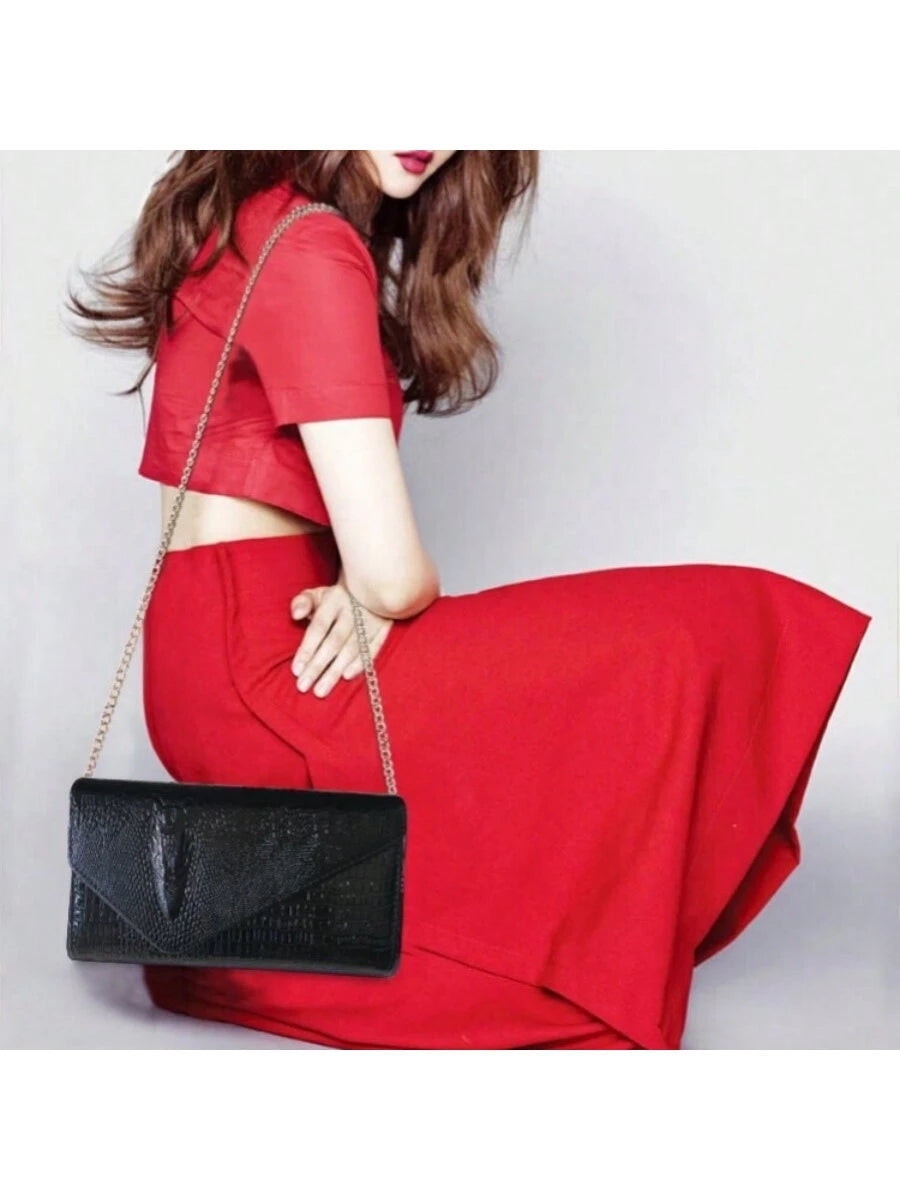 Luxury PU Leather Crossbody Bag, Fashionable & Versatile Women's Tote Handbag, Personalized & Stylish Crocodile Pattern Clutch Bag