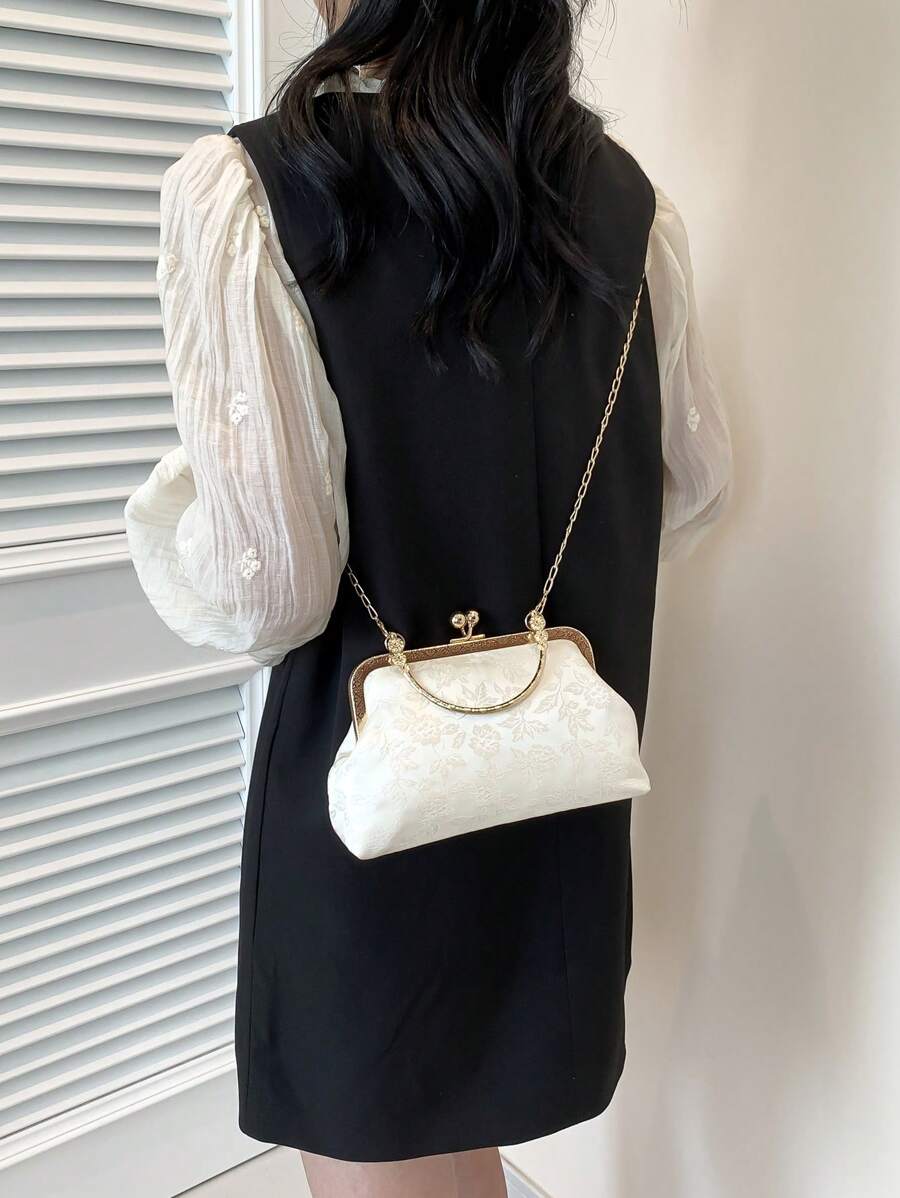 Fashion Clip Top Handbag For Women, Elegant Tote Bag For Party, Shopping, Random Pattern