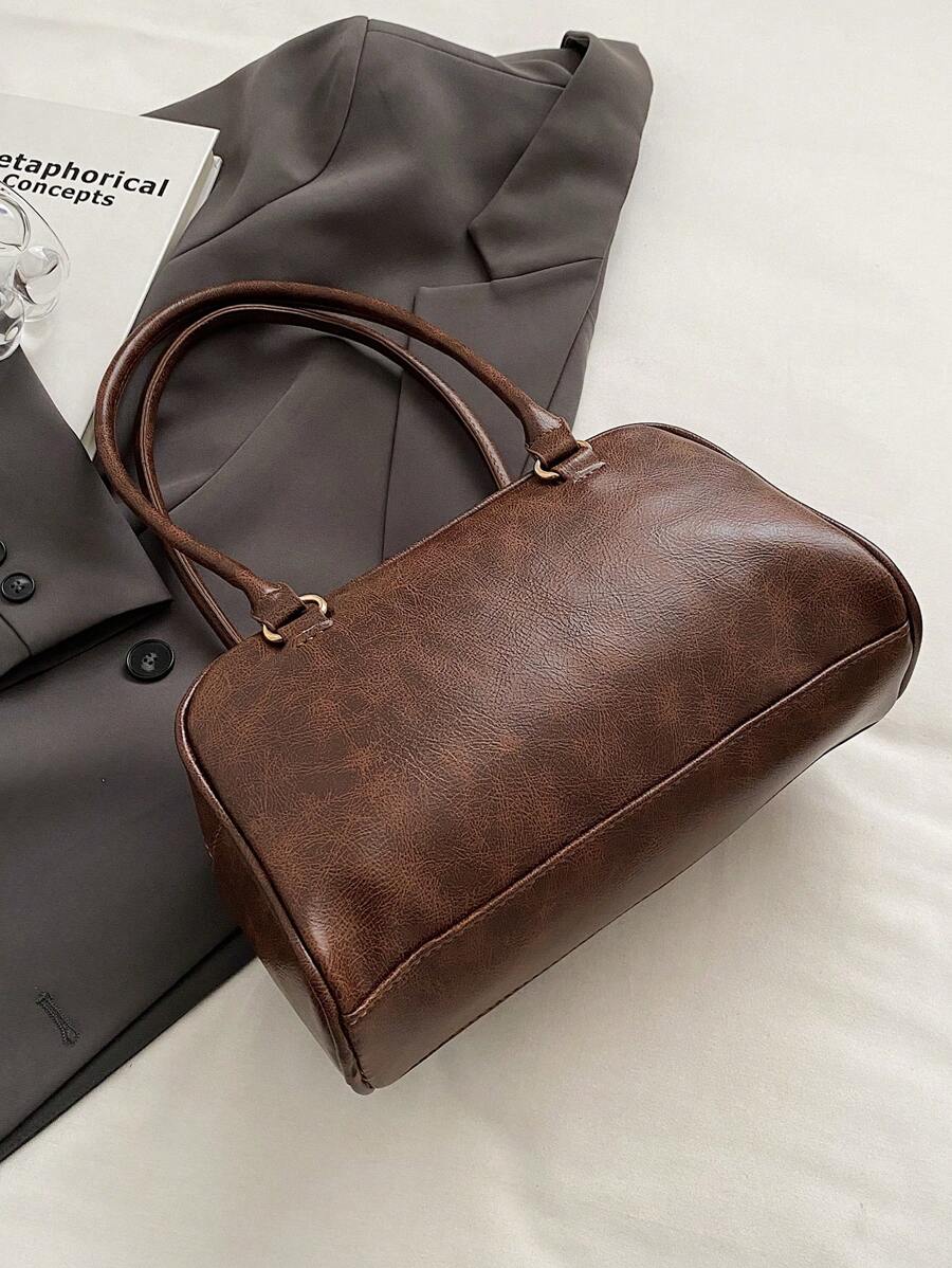 Large Capacity Work PU Tote Bag With Multiple Pockets, Simple And Fashionable Women Shoulder Bag, Solid Color Personalized Handbag, Japanese Bag, Street & Japanese Bag For Women, Old Money