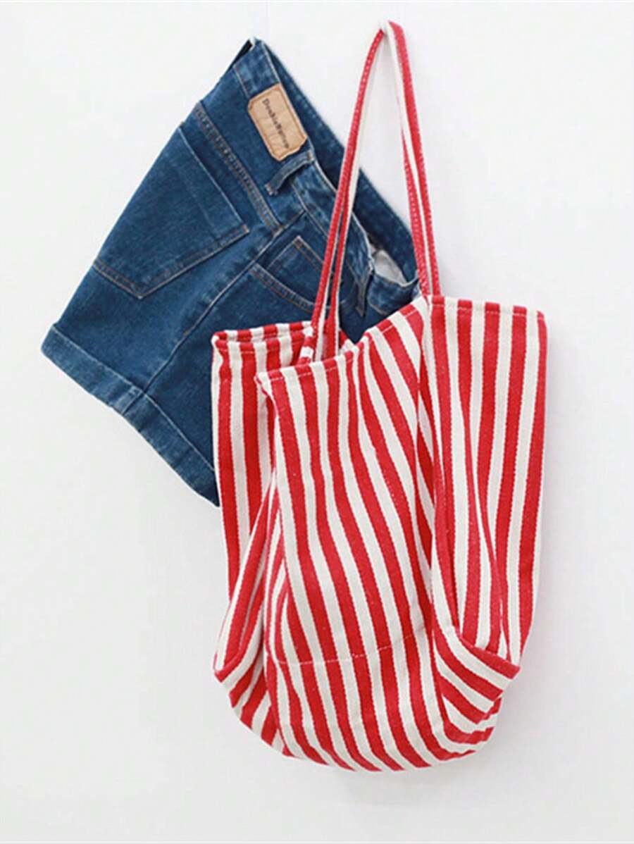 Yogodlns Fashionable Retro Minimalist Tote Bag, With Artistic Vibe, Large Capacity, Suitable For Work, Study Or Outdoor Activities. Can Be Used As Bookbag, Beach Bag, School Supplies Bag, Student Hand