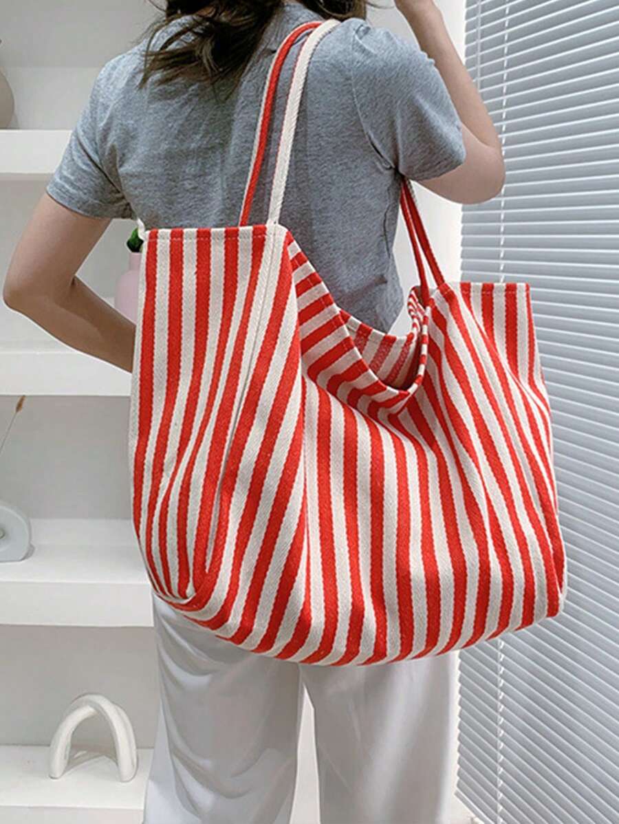 Yogodlns Fashionable Retro Minimalist Tote Bag, With Artistic Vibe, Large Capacity, Suitable For Work, Study Or Outdoor Activities. Can Be Used As Bookbag, Beach Bag, School Supplies Bag, Student Hand