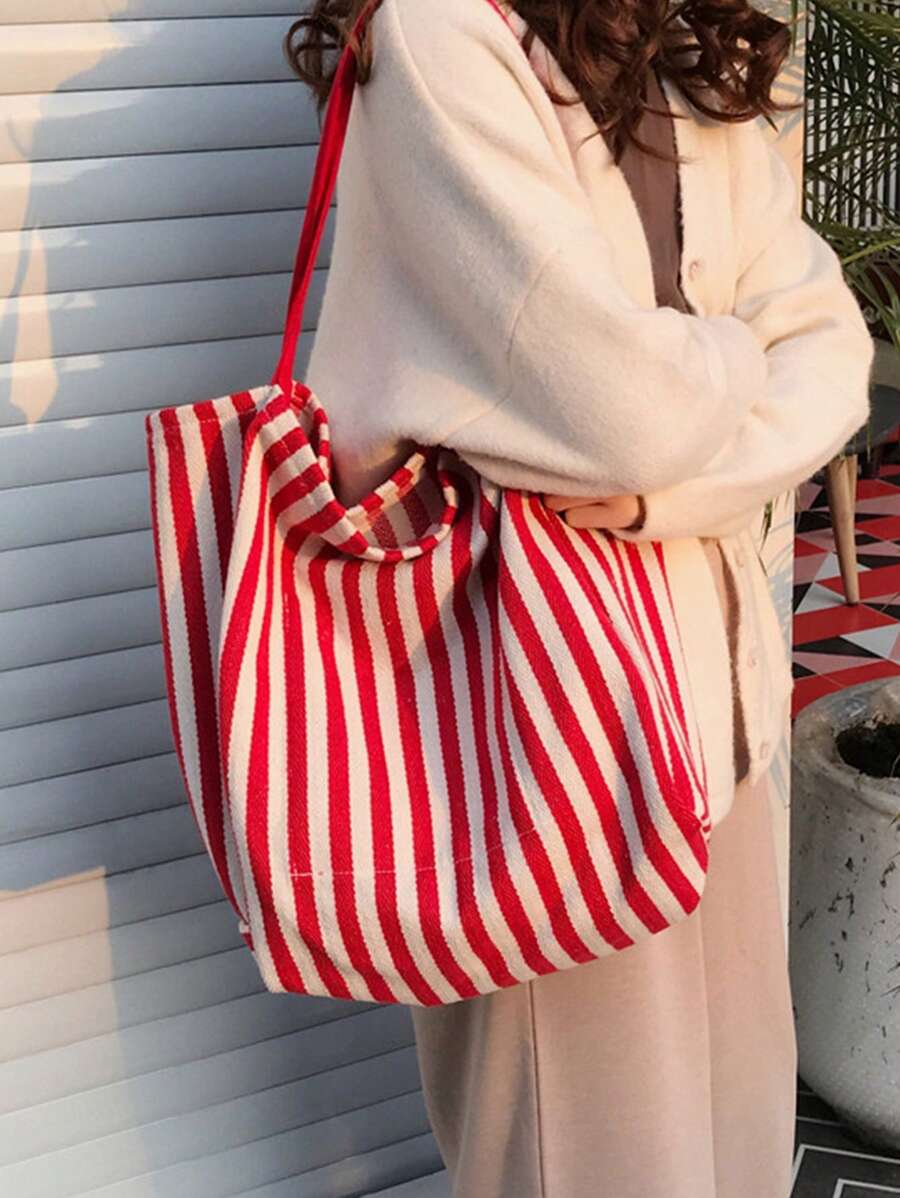 Yogodlns Fashionable Retro Minimalist Tote Bag, With Artistic Vibe, Large Capacity, Suitable For Work, Study Or Outdoor Activities. Can Be Used As Bookbag, Beach Bag, School Supplies Bag, Student Hand