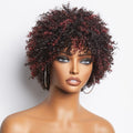 Dark Red / Blonde Highlights / Natural Black Afro Curls Glueless Ready to Go Wig Beginner Friendly - US Only
