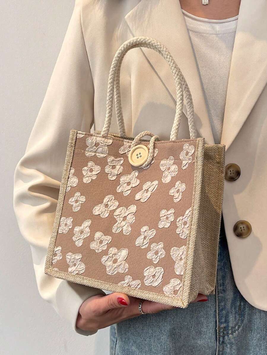 Linen Tote Bag, Blank Tote Bag, Reusable Fashionable Multipurpose Shopping Bag, Conference Gift Bag, DIY Design, Minimalist & Elegant, Suitable For Bridesmaid, Student, Back To School, Teacher Gifts