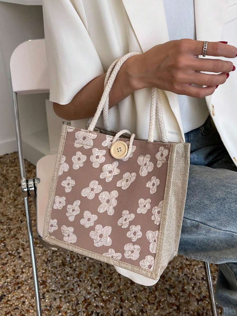 Linen Tote Bag, Blank Tote Bag, Reusable Fashionable Multipurpose Shopping Bag, Conference Gift Bag, DIY Design, Minimalist & Elegant, Suitable For Bridesmaid, Student, Back To School, Teacher Gifts