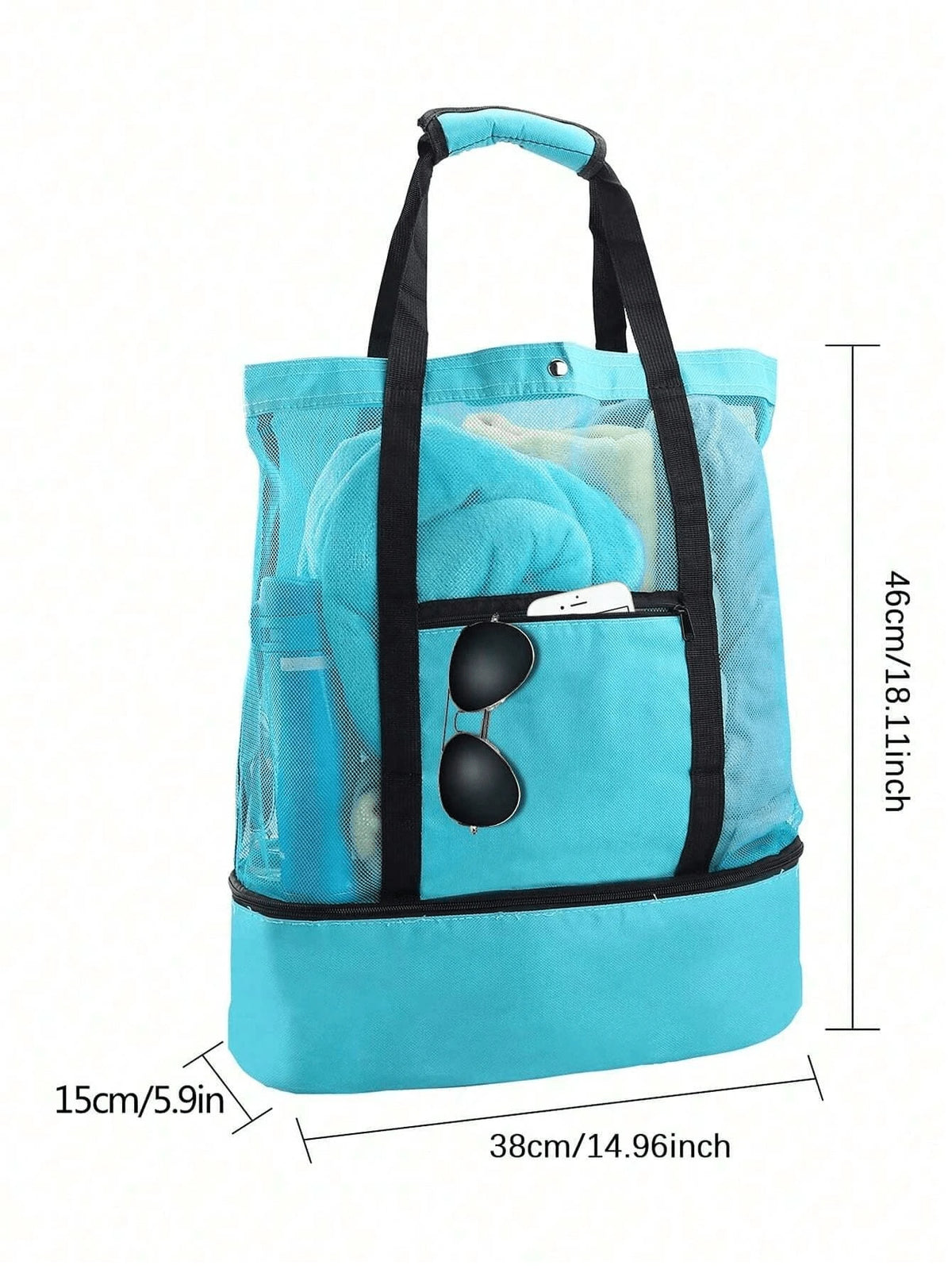 Vacation,Casual,Minimalist Double Layer Beach Bag, Lightweight,Portable,With Multi Pockets, Versatile Travel Bag, For Festivals/Vacation/Holiday