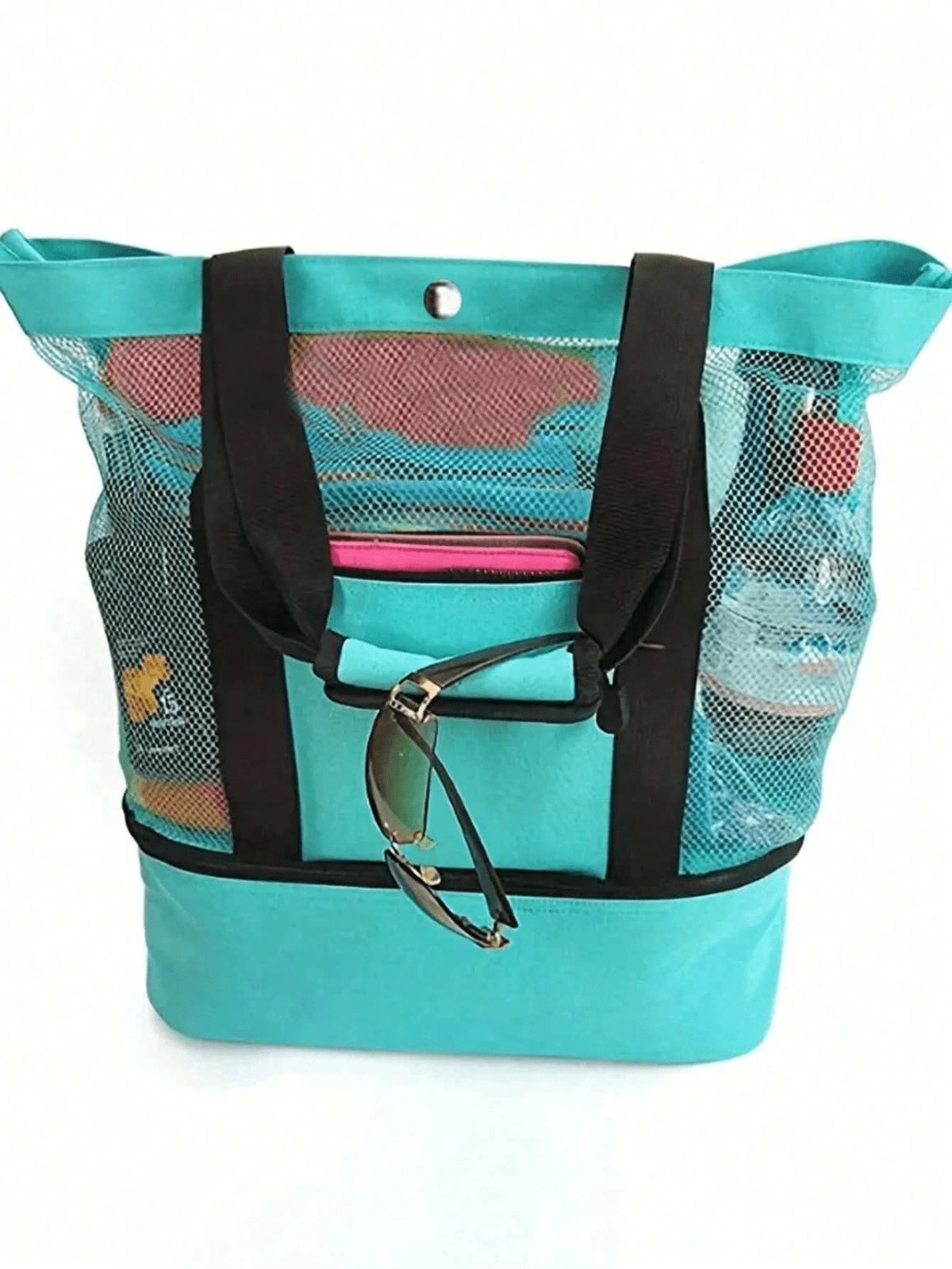 Vacation,Casual,Minimalist Double Layer Beach Bag, Lightweight,Portable,With Multi Pockets, Versatile Travel Bag, For Festivals/Vacation/Holiday