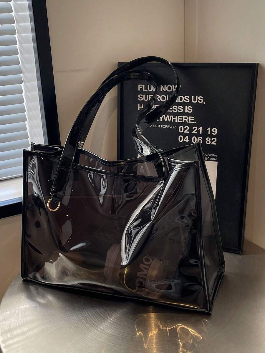 Large Capacity Women's Transparent Versatile 2024 New Fashion Crossbody Bag, PVC Tote Bag, Oversized