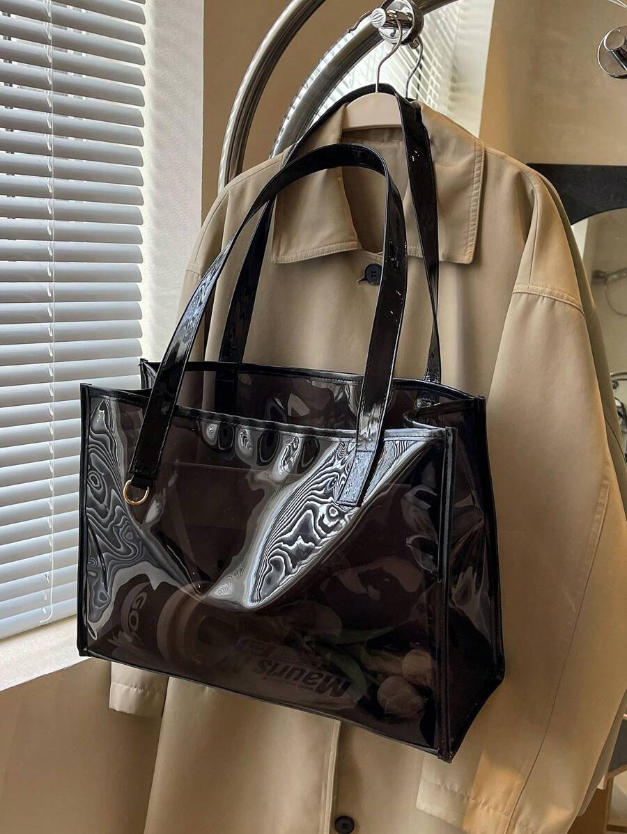 Large Capacity Women's Transparent Versatile 2024 New Fashion Crossbody Bag, PVC Tote Bag, Oversized