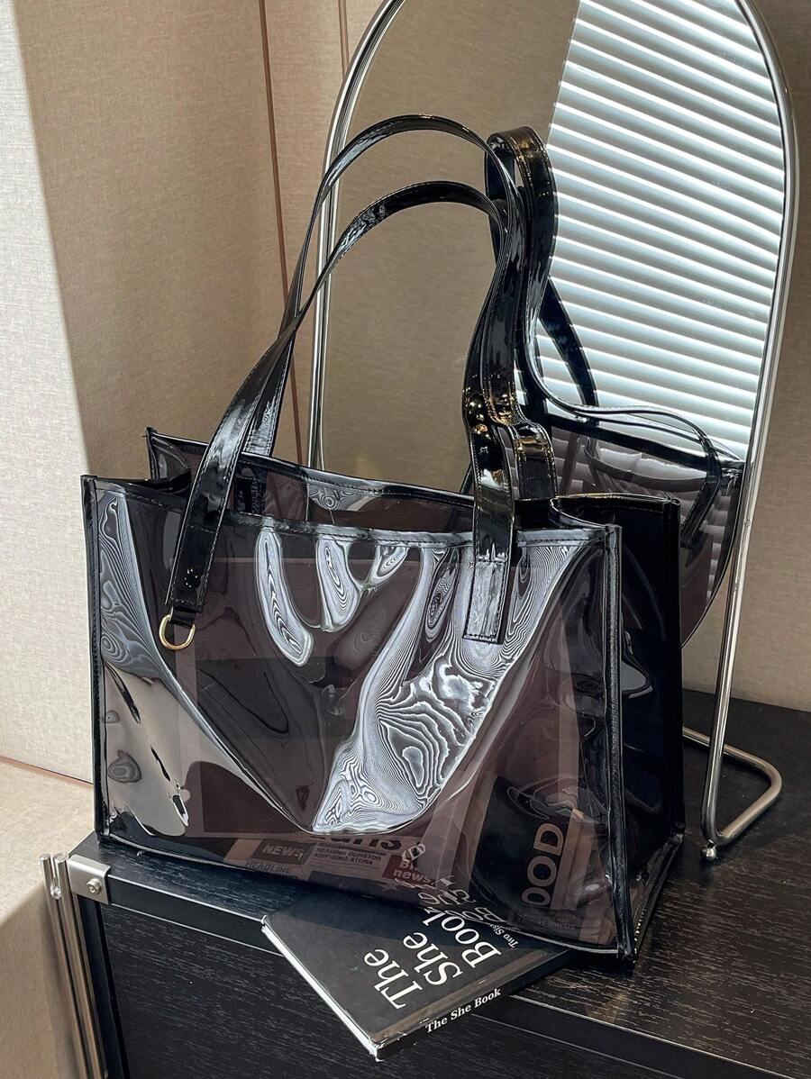 Large Capacity Women's Transparent Versatile 2024 New Fashion Crossbody Bag, PVC Tote Bag, Oversized