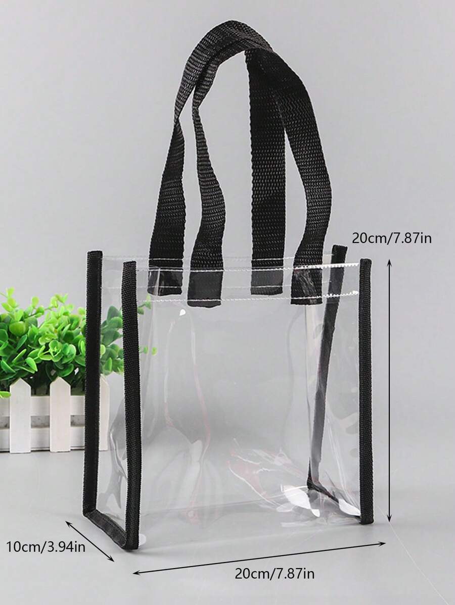 1pc Large Transparent PVC Tote Bag, Makeup Shopping Bag, Jelly Bag, Gift Bag, Clear Shoulder Handbag, Party Bag, Wedding Birthday Party Gift Bag, Craft Tote Bag, Party Favor, Birthday Decor, Party Fav