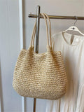 Fashionable Large Capacity Holiday Beach Bag, Women's Woven Straw Tote Bag, Casual Woven Shoulder Bag, Suitable For Traveling, Vacation, Beach And Picnic, A Gift For Women And Moms, Fashionable Vacati
