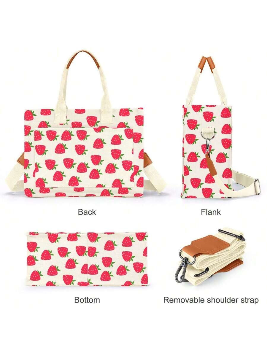 Hatisan Canvas Tote Bag For Women With Pockets Crossbody Bag Tote Shoulder Handbags Casual Work Bags Everything Tote Bag