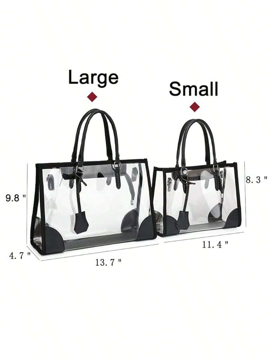 Clear Bags For Women, Clear Tote Bag Stadium Approved Clear Shoulder Bag, Clear Handbag With Zippers & Adjustable Strap