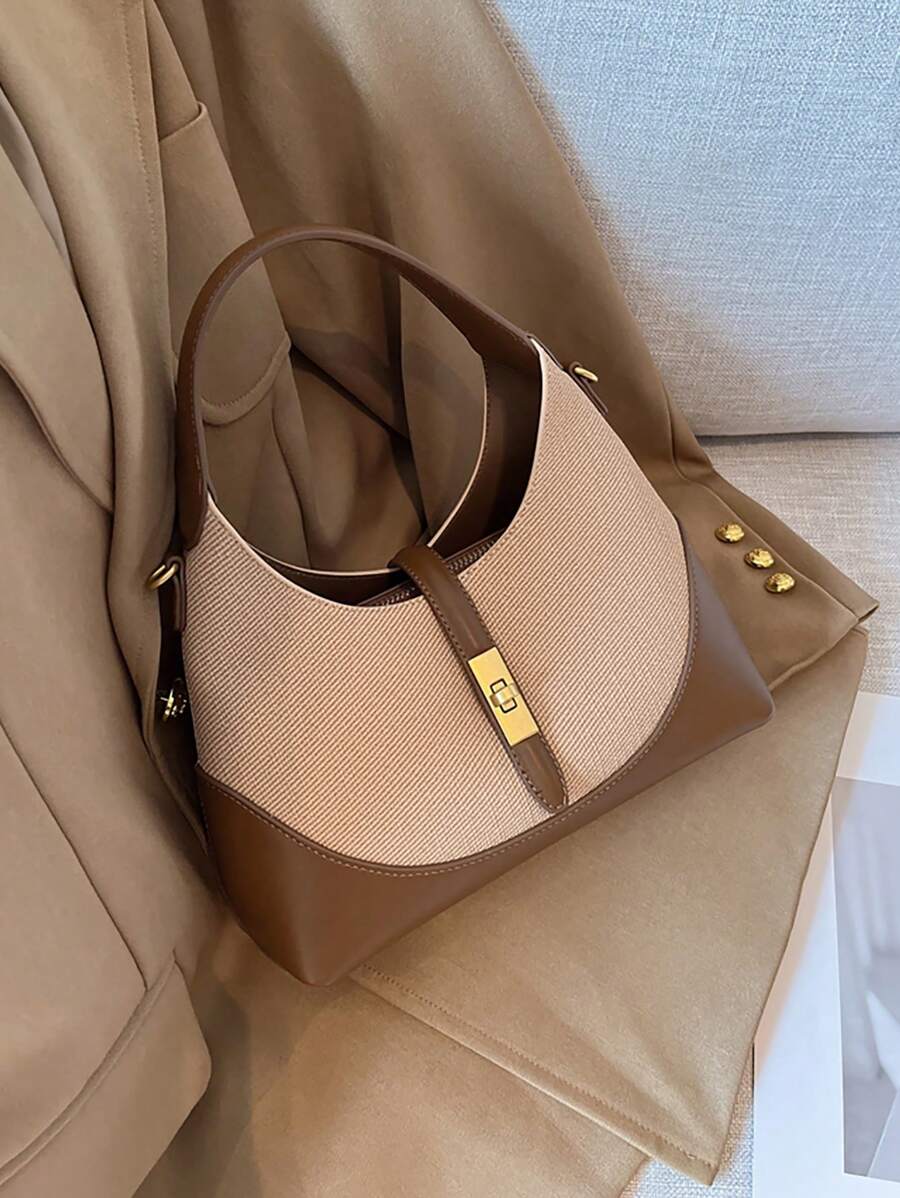 1pc Colorblock Dumpling Bag, Women's Handle Shoulder Crossbody Tote Bag, Fashion Commuter Bag, Suitable For Daily, Dating And Shopping