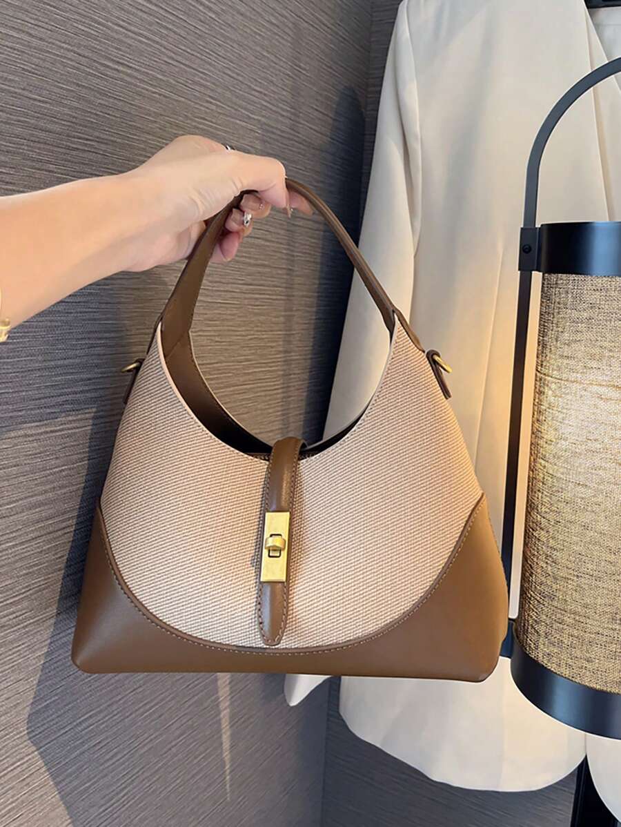 1pc Colorblock Dumpling Bag, Women's Handle Shoulder Crossbody Tote Bag, Fashion Commuter Bag, Suitable For Daily, Dating And Shopping