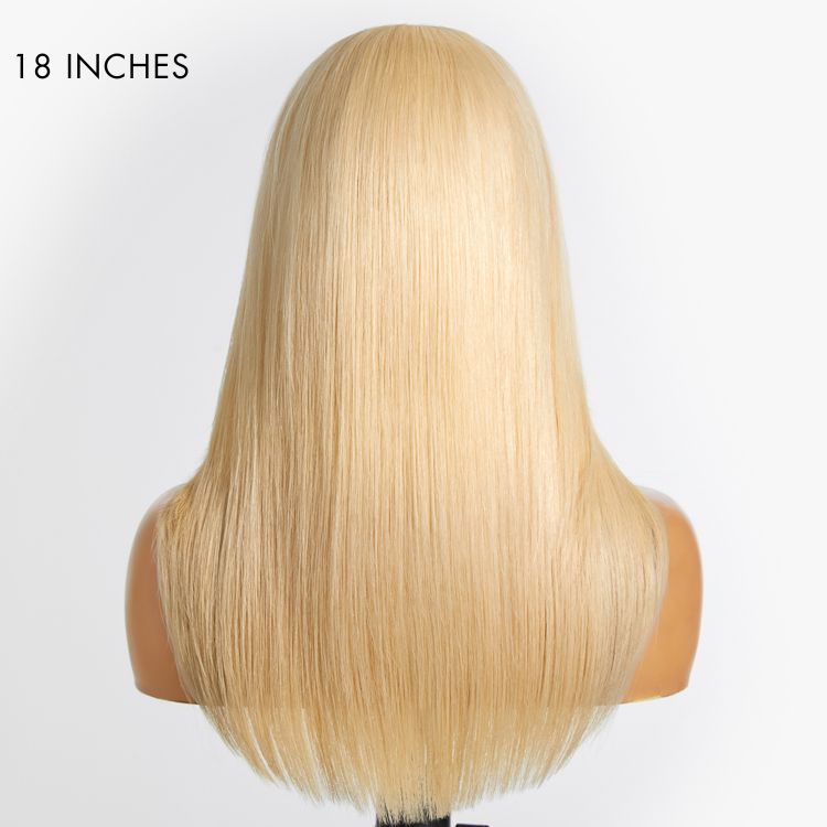 613 Blonde Curtain Bangs Layered Cut Glueless 5x5 Closure HD Lace Wig