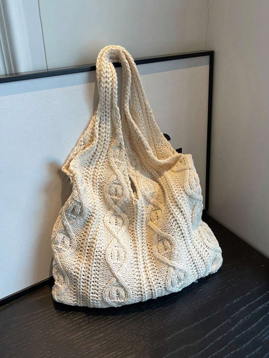 Yogodlns Crochet Knitted Tote Bag For Women, Summer Beach Handbag, Aesthetic Handbag, Hippie Style Knitted Bag. This Fashionable Crochet Knitted Tote Bag For Women Features A Hollow-Out Design, Suitab