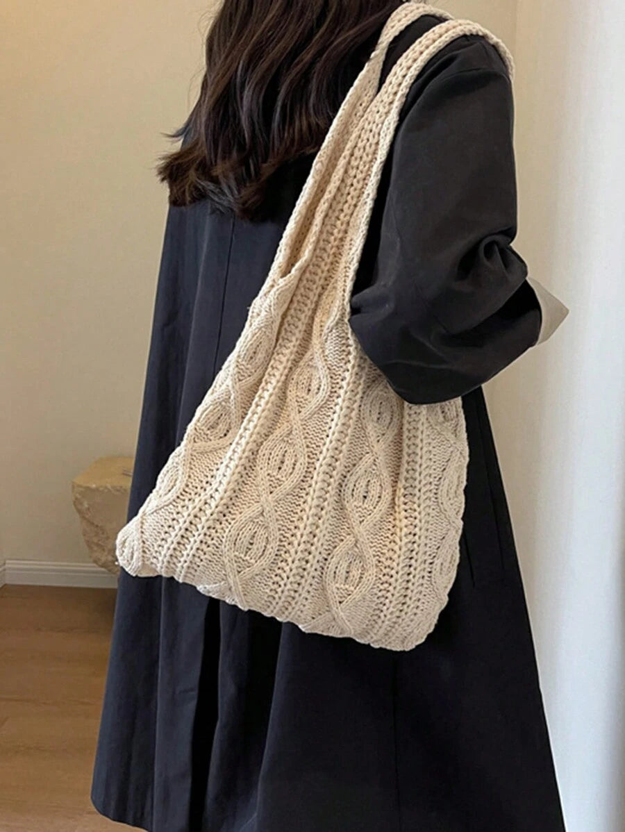 Yogodlns Crochet Knitted Tote Bag For Women, Summer Beach Handbag, Aesthetic Handbag, Hippie Style Knitted Bag. This Fashionable Crochet Knitted Tote Bag For Women Features A Hollow-Out Design, Suitab