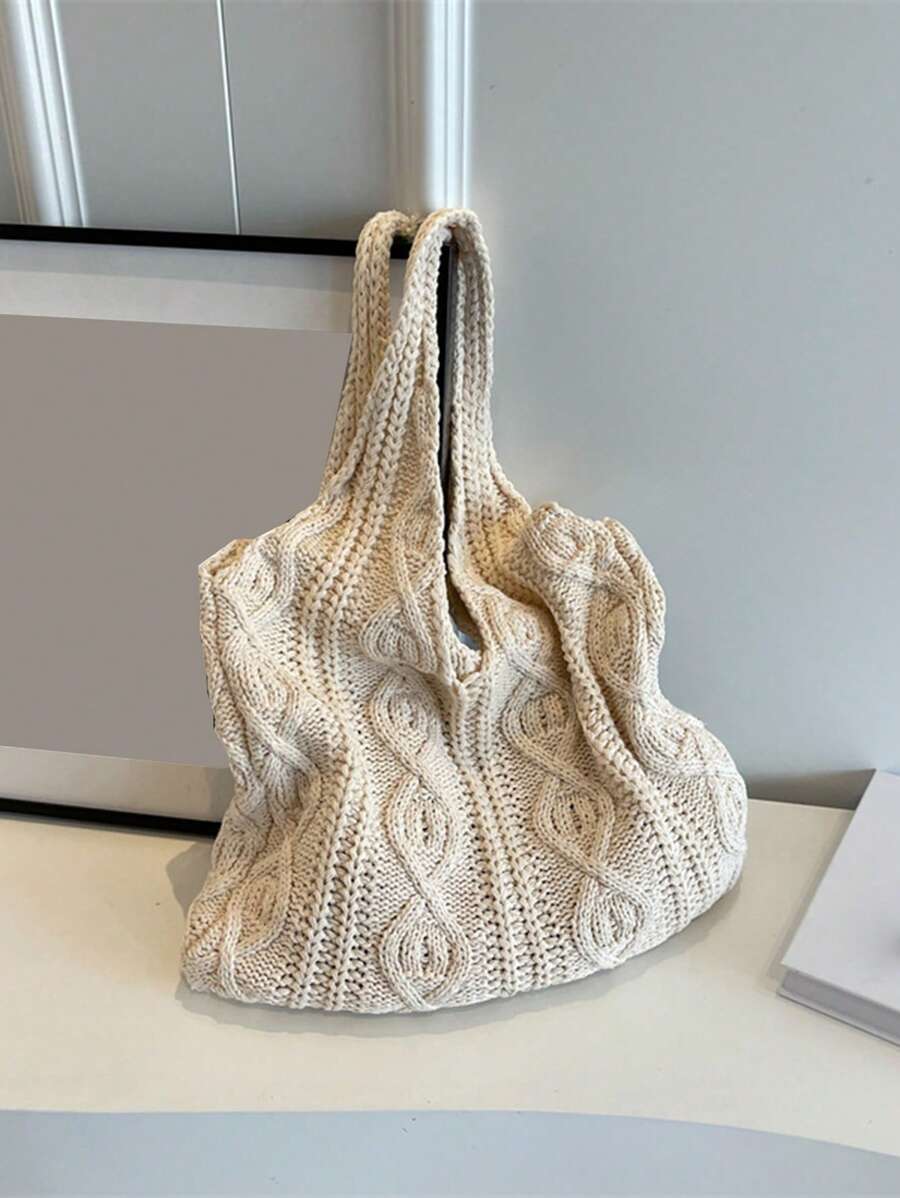 Yogodlns Crochet Knitted Tote Bag For Women, Summer Beach Handbag, Aesthetic Handbag, Hippie Style Knitted Bag. This Fashionable Crochet Knitted Tote Bag For Women Features A Hollow-Out Design, Suitab