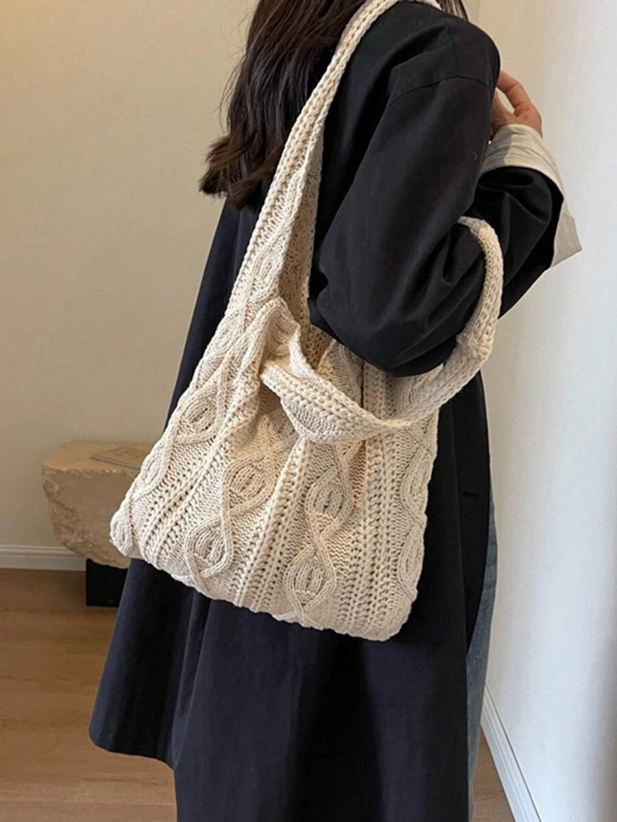 Yogodlns Crochet Knitted Tote Bag For Women, Summer Beach Handbag, Aesthetic Handbag, Hippie Style Knitted Bag. This Fashionable Crochet Knitted Tote Bag For Women Features A Hollow-Out Design, Suitab