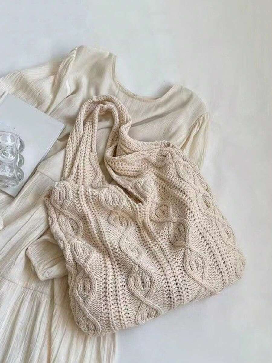 Yogodlns Crochet Knitted Tote Bag For Women, Summer Beach Handbag, Aesthetic Handbag, Hippie Style Knitted Bag. This Fashionable Crochet Knitted Tote Bag For Women Features A Hollow-Out Design, Suitab