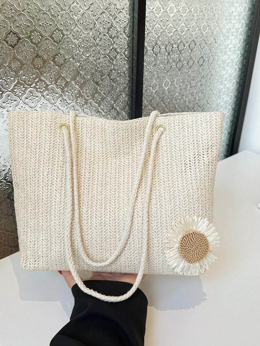 Ditsy Floral Print Beach Style Scarf, Decoration For Shoulder Bag, Beach Bag, Office, Straw Bag
