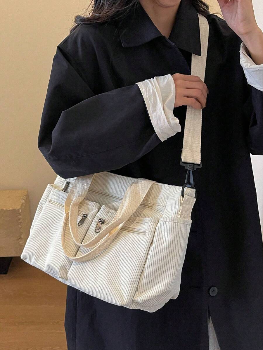 Fashionable Minimalist Large Capacity Multi-Pocket Shoulder Tote Crossbody Bag, Suitable For Business, School, Work And Travel
