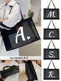 1pc Heart & Letter A-Z Mesh Beach Bag Tote, Heart Shape Letter Beach Bag