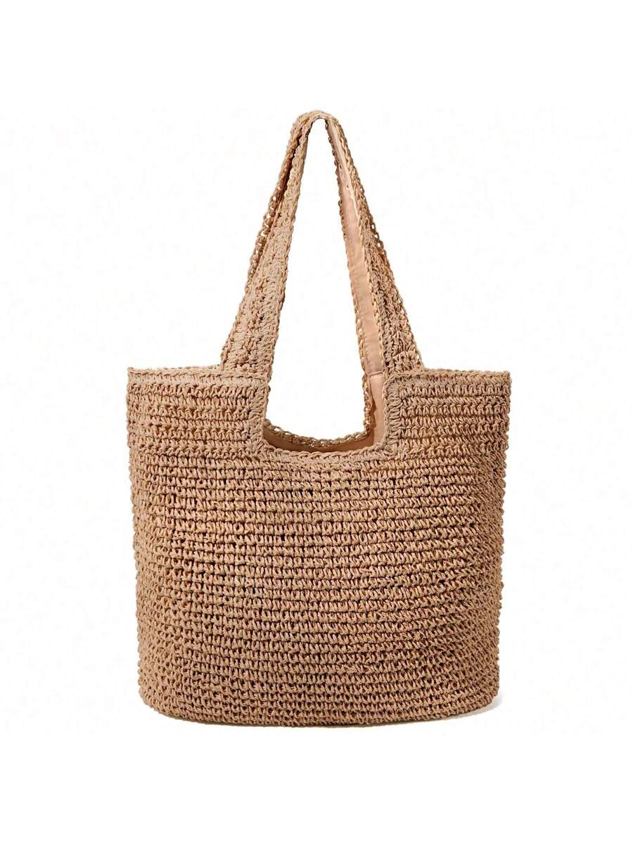Hatisan Straw Beach Bag For Women Summer Woven Beach Tote Bag Shoulder Handbags Boho Bag