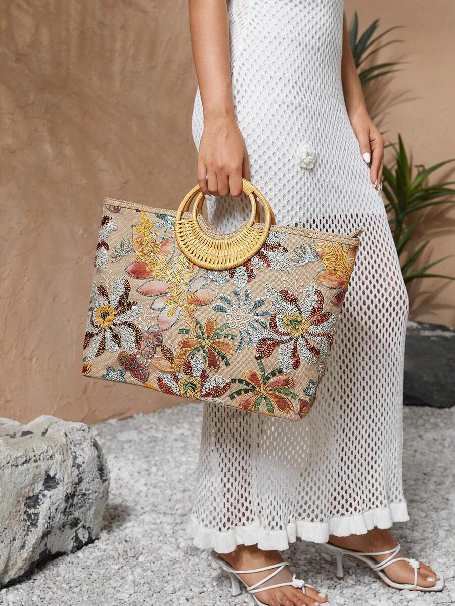 VCAY Women's Fashionable Tote Bag (Random Pattern)