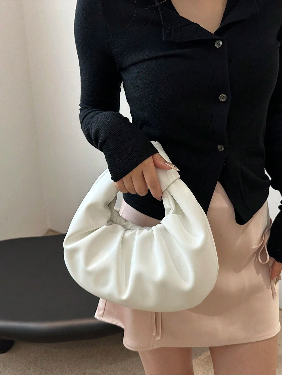 Women's Pleated Cloud-Shaped PU Leather Handbag, And High-Quality Tote Bag