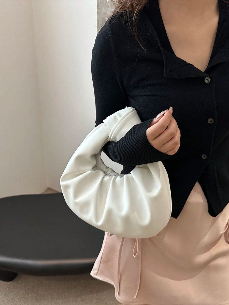 Women's Pleated Cloud-Shaped PU Leather Handbag, And High-Quality Tote Bag