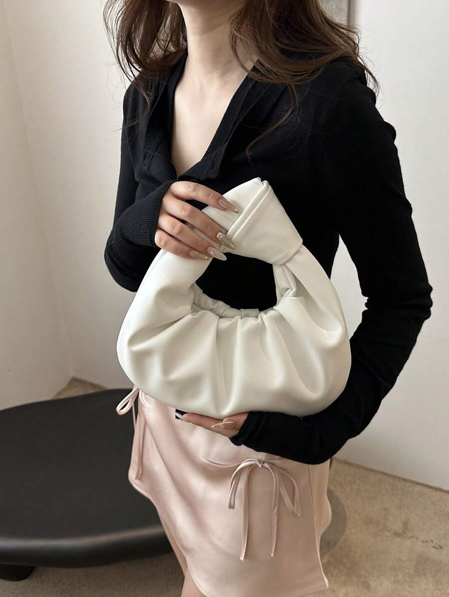 Women's Pleated Cloud-Shaped PU Leather Handbag, And High-Quality Tote Bag