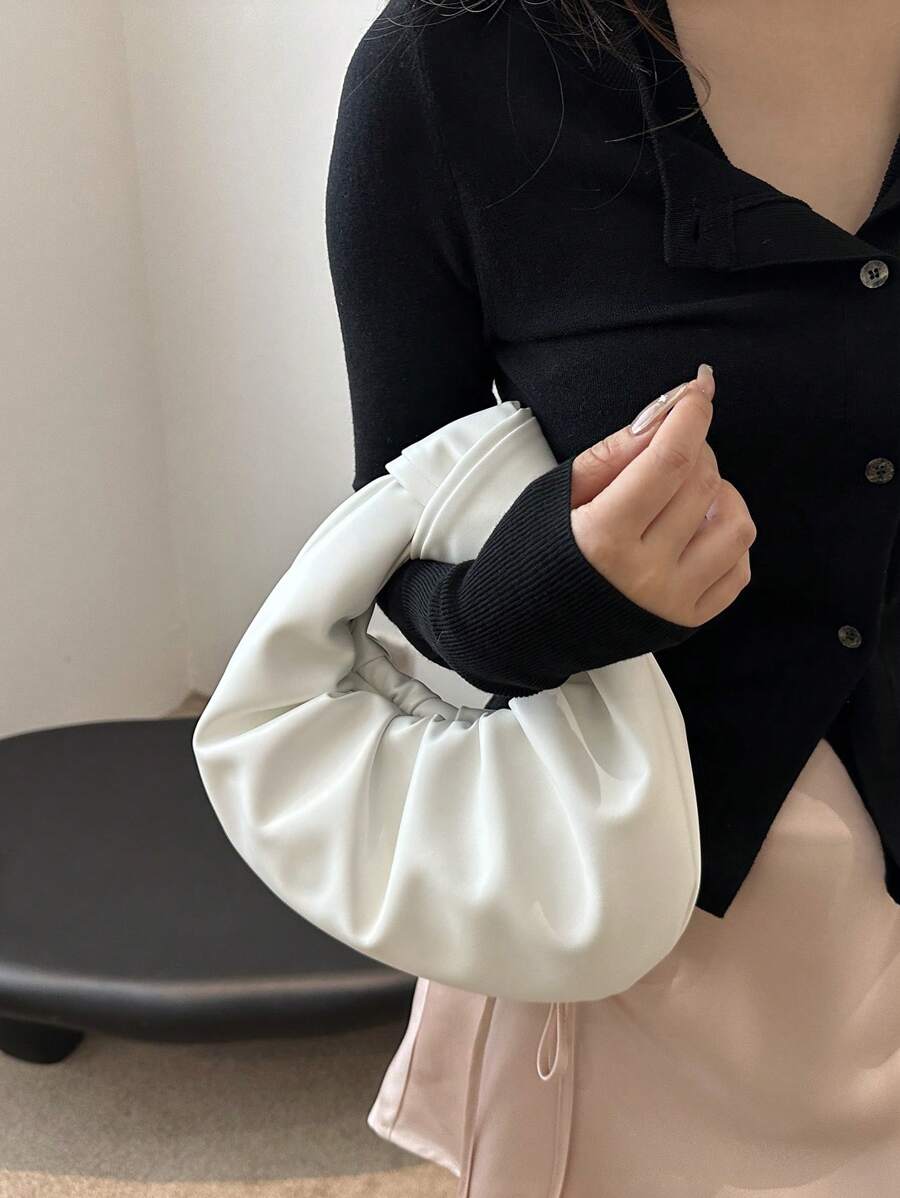 Women's Pleated Cloud-Shaped PU Leather Handbag, And High-Quality Tote Bag