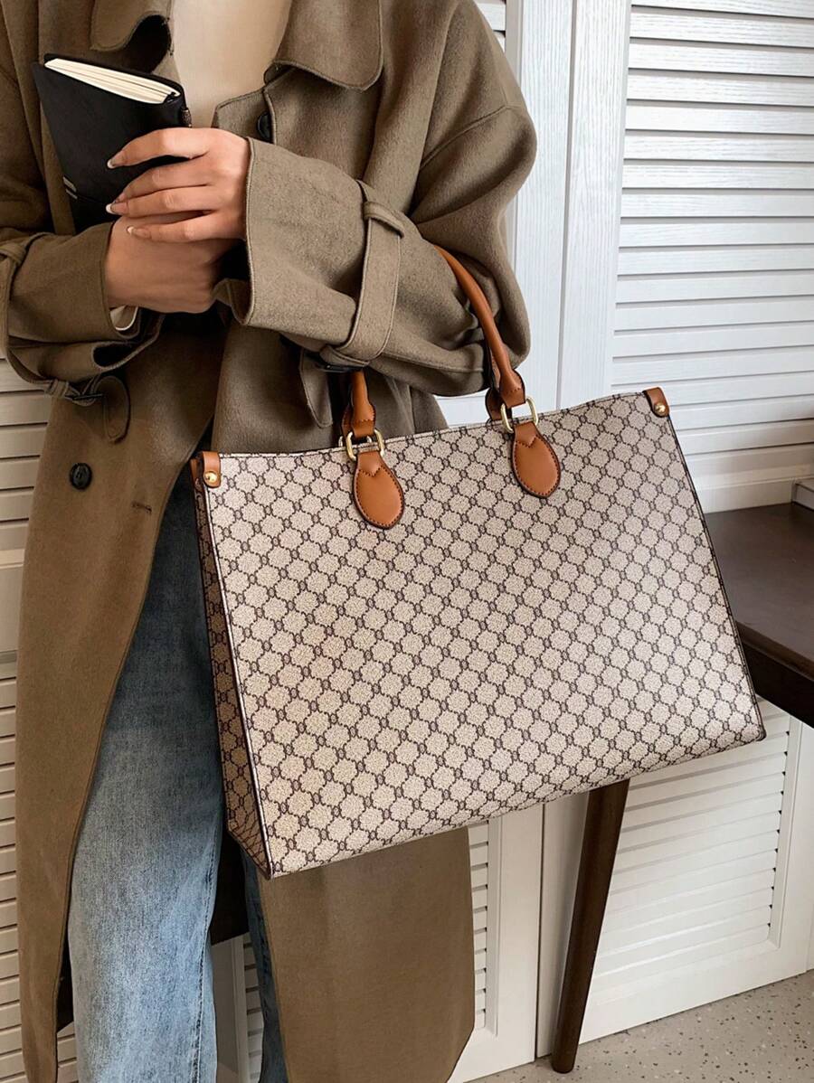 Fashion Crocodile Texture Large Capacity Zipper Handbag, Suitable For Daily, Business, Travel, Vacation, Outdoor, Home, Dorm, Gender & Student Shopping Bag