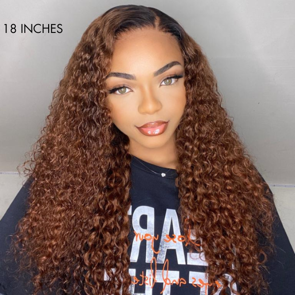 Reddish Brown Ombre Water Wave Glueless 5×5 Closure Lace Wig Pre-bleached - US Only
