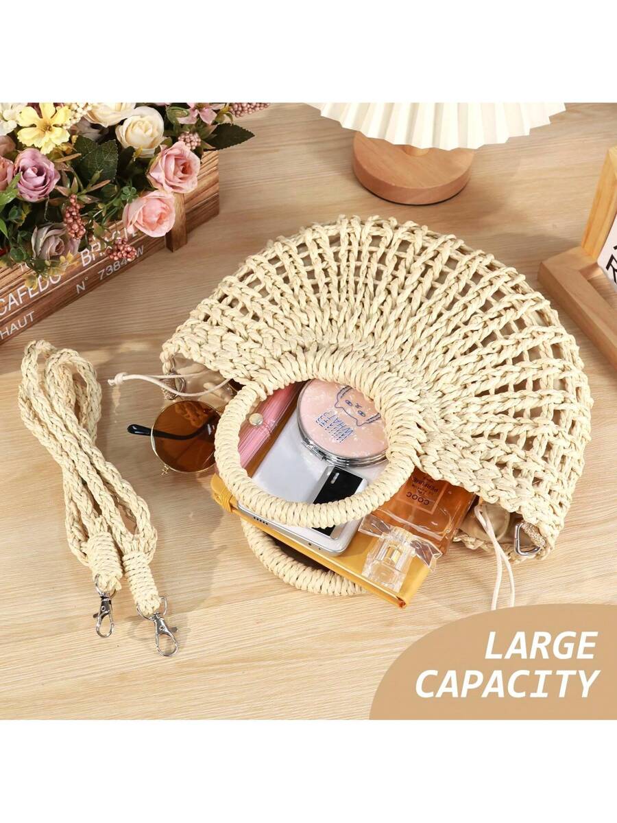 Oaoleer 1PC Straw Clutch Purses For Women Woven Straw Beach Sea Handbag Tote Bags For Summer