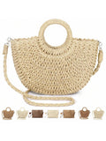 Oaoleer 1PC Straw Clutch Purses For Women Woven Straw Beach Sea Handbag Tote Bags For Summer