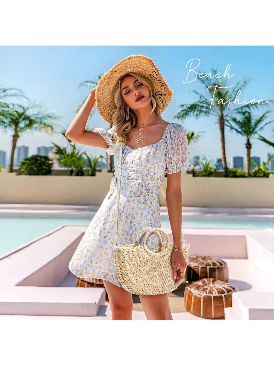 Oaoleer 1PC Straw Clutch Purses For Women Woven Straw Beach Sea Handbag Tote Bags For Summer