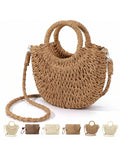 Oaoleer 1PC Straw Clutch Purses For Women Woven Straw Beach Sea Handbag Tote Bags For Summer