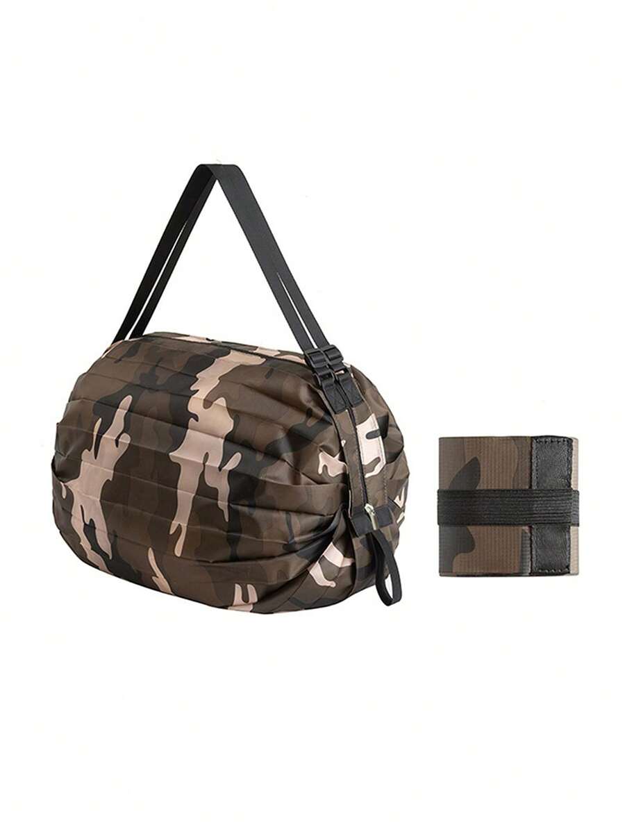 1Pc Reusable Foldable Shopping Bag Waterproof Outdoor Travel Beach Outings Bag Supermarket Grocery Large Capacity Portable Lightweight Storage Bag