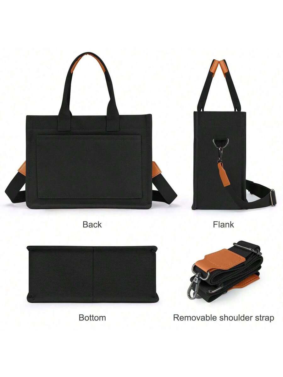 Canvas Tote Bag For Women With Multi-Pocket Crossbody Shoulder Handbag Casual Work Tote Everything Tote Bag