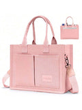 Canvas Tote Bag For Women With Multi-Pocket Crossbody Shoulder Handbag Casual Work Tote Everything Tote Bag