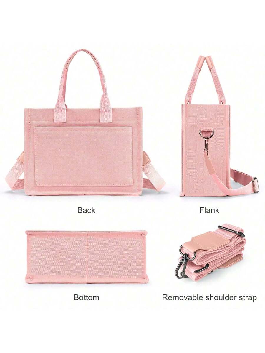 Canvas Tote Bag For Women With Multi-Pocket Crossbody Shoulder Handbag Casual Work Tote Everything Tote Bag