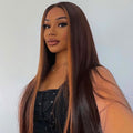 Honey Blonde Highlight Silky Straight Glueless 5x5 Closure Lace Wig 100% Human Hair - US Only